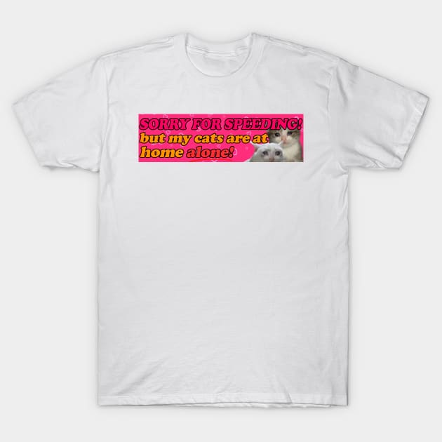 Sorry for speeding! But my cats are at home alone! Bumper Sticker or Magnet | Funny Sticker | Satire | Gen Z Humor T-Shirt by Y2KSZN